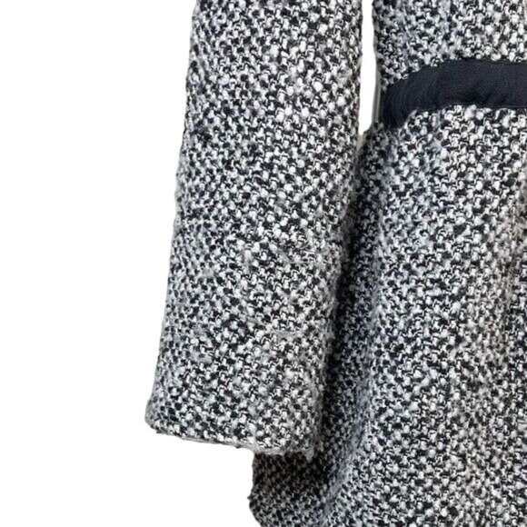 Free People Satellite Image Wool Coat Gray XS Drawstring Hood Button Swing Tweed - Picture 7 of 8